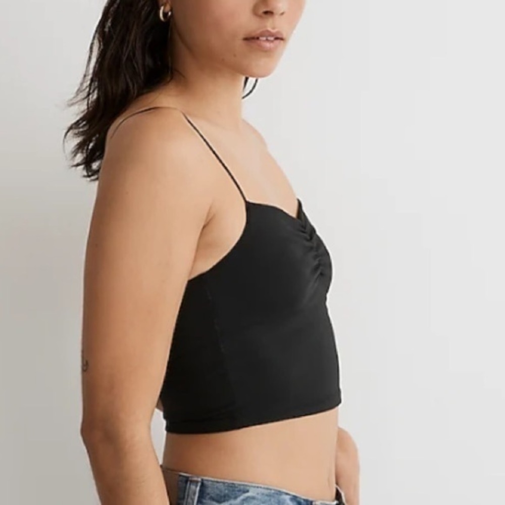 NWT Madewell Flex Sweetheart Crop Tank Top in Black size XXS